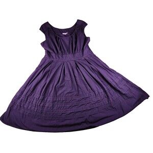 eShakti black Pleated Scoop Neck Sleeveless A-Line Knee Length Dress 16 XL